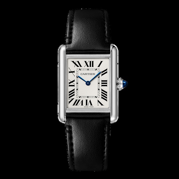 Cartier Tank Must watch with a black leather strap