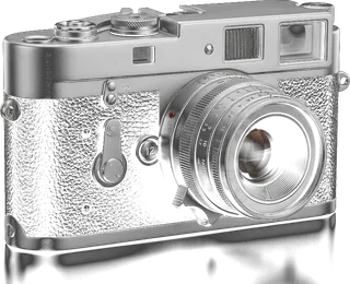 Silver Leica rangefinder camera